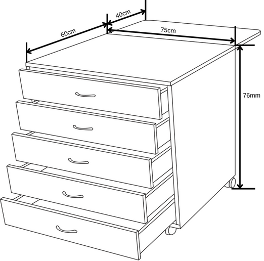 Horn 5 Drawer Unit